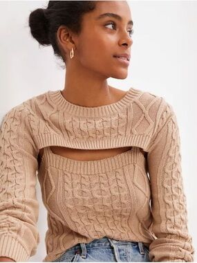 NWT Anthropologie 2 pc Cable-Knit Sweater Tank Set, Size XS